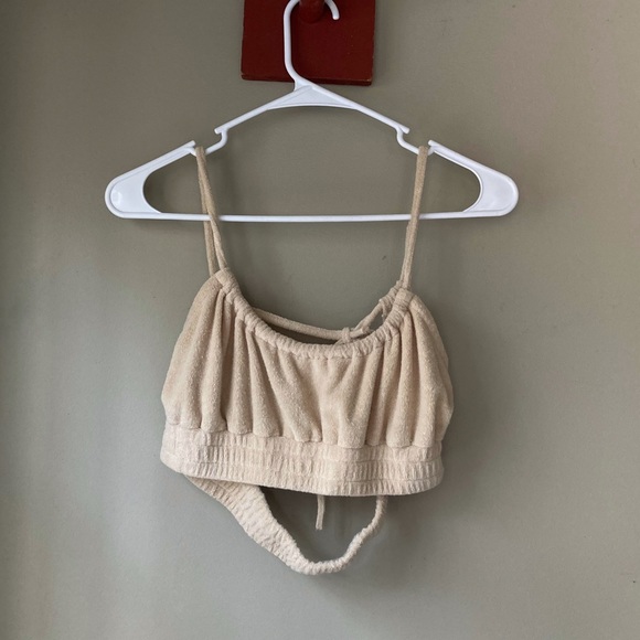 Charlie Holiday Shirley Terry Cloth Strappy Open Back Tie Crop Top 6 - Picture 4 of 10